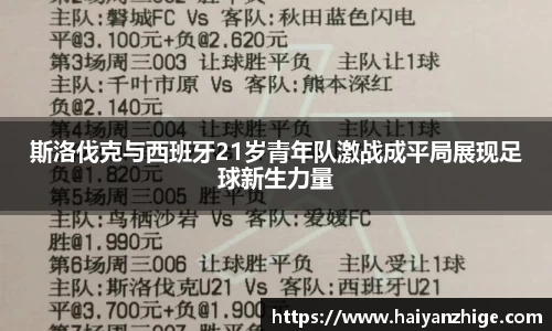 斯洛伐克与西班牙21岁青年队激战成平局展现足球新生力量